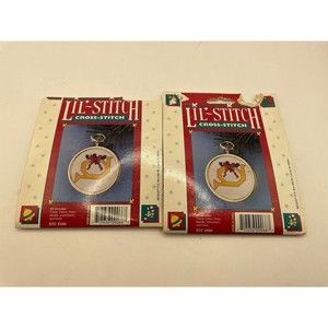 New 2- Lil-Stitch Cross Stitch Ornament Kits Christmas Horn